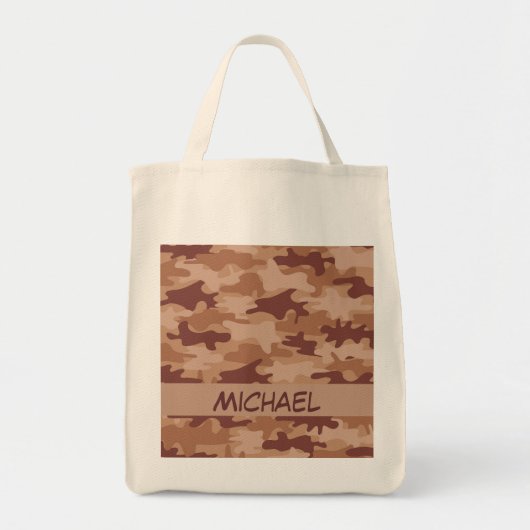 Camouflage-Tarnungs-Name Browns TAN personalisiert Tragetasche (Vorne)