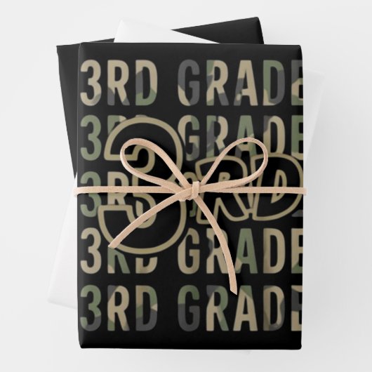 Camouflage Team 3. Klasse Platz zurück zum Schulle Geschenkpapier Set (Beispiel)