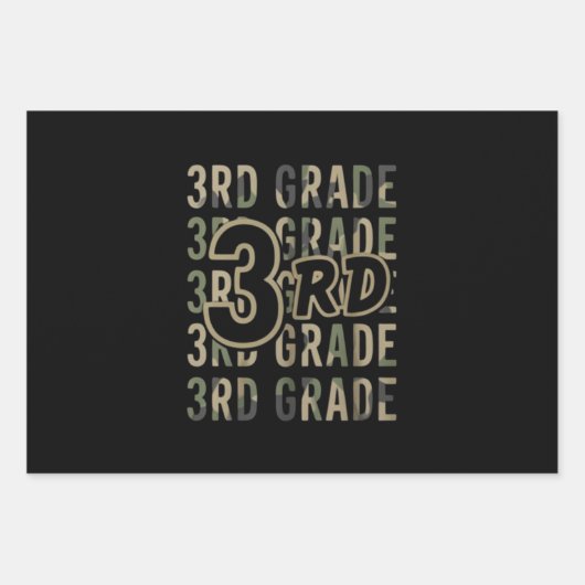 Camouflage Team 3. Klasse Platz zurück zum Schulle Geschenkpapier Set (Vorderseite)