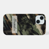 Camouflage Telefongehäuse mit Silhouette in den Be iPhone 15 Hülle (Rückseite (Horizontal))
