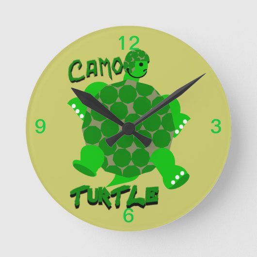 Camouflage Turtle Clock Runde Wanduhr (Vorderseite)