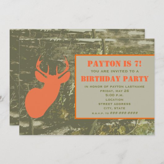 Camouflage u. orange einladung (Vorne/Hinten)