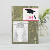 Camouflage u. rosa Klasse von Foto-Abschluss 2014 Einladung (Stehend Vorderseite)