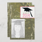 Camouflage u. rosa Klasse von Foto-Abschluss 2014 Einladung (Vorne/Hinten)