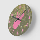 Camouflage u. rosa Rotwild-Uhr Runde Wanduhr (Winkel)