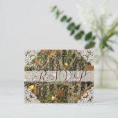 Camouflage und antike weiße Spitzen Hochzeit RSVP Karte (Stehend Vorderseite)