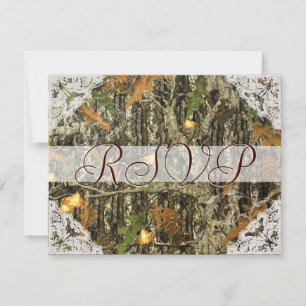 Camouflage und antike weiße Spitzen Hochzeit RSVP Karte