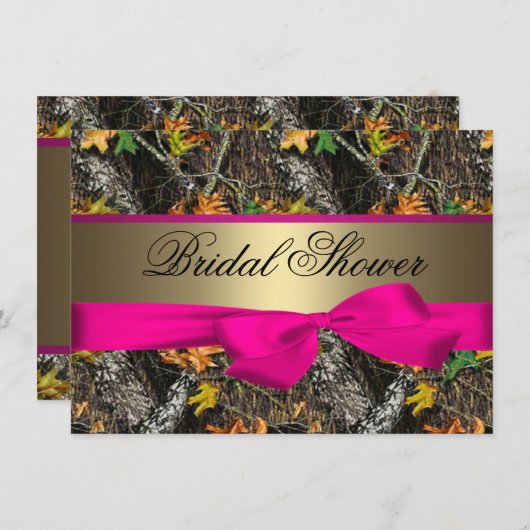 Camouflage und Hot-Pink-Bridal-Dusche Einladungen (Vorne/Hinten)