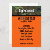 Camouflage und Hunter Orange Hochzeitseinladungen Einladung (Vorne/Hinten)