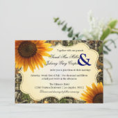 Camouflage und orange Sonnenblumen Einladung (Stehend Vorderseite)