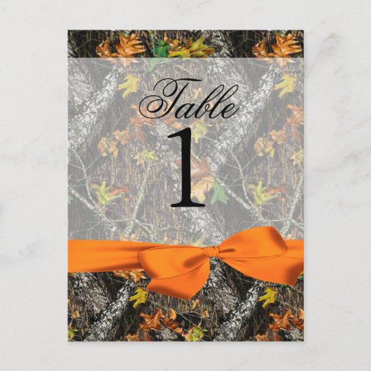 Camouflage und Orange-Tischnummern Postkarte (Vorderseite)