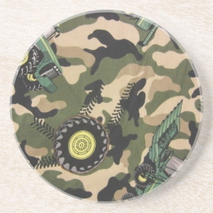 Camouflage und Zugmaschinen Sandstein Untersetzer