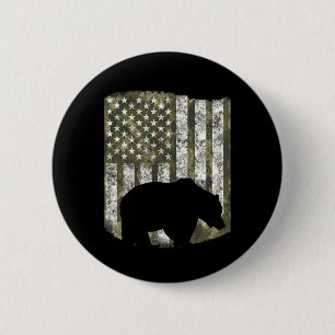 Camouflage US Flag Bär Grizzly Camoflage Jäger Button