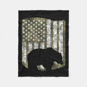 Camouflage US Flag Bär Grizzly Camoflage Jäger Fleecedecke
