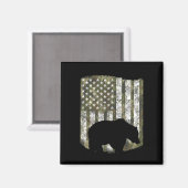 Camouflage US Flag Bär Grizzly Camoflage Jäger Magnet (Vorderseite/Rückseite)