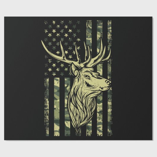 Camouflage US Flag Hirschelch Buck Camoflage Jagd Geschenkpapier (Flach)