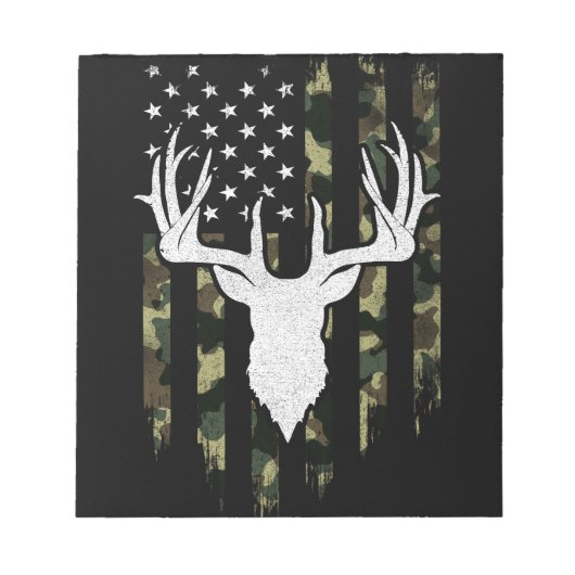Camouflage Us Flag Hirschelch Buck Camoflage Jagd Notizblock (Vorderseite)