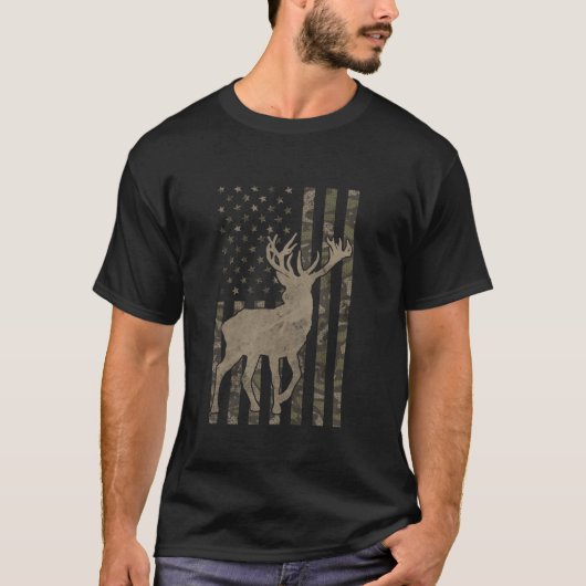 Camouflage US Flag Hirschelch Buck Camoflage Jagdj T-Shirt (Vorderseite)