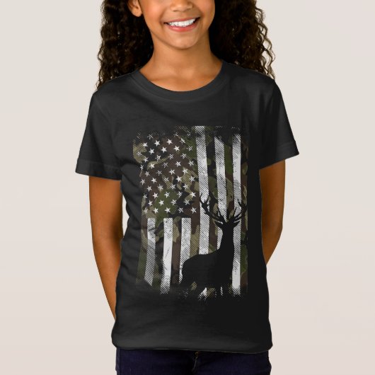 Camouflage US Flag Hirschelch Buck Camoflage Jagdj T-Shirt (Vorderseite)