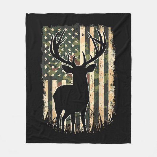 Camouflage US Flag Hirschjagd Jagdjäger Fleecedecke (Vorderseite)