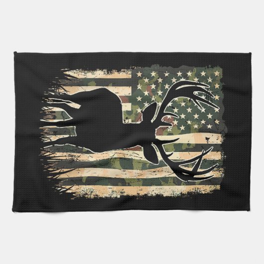 Camouflage US Flag Hirschjagd Jagdjäger Geschirrtuch (Horizontal)