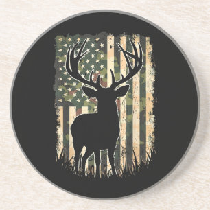 Camouflage US Flag Hirschjagd Jagdjäger Getränkeuntersetzer