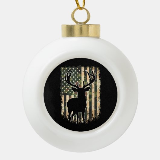 Camouflage US Flag Hirschjagd Jagdjäger Keramik Kugel-Ornament (Vorderseite)