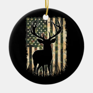 Camouflage US Flag Hirschjagd Jagdjäger Keramik Ornament