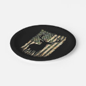 Camouflage US Flag Hirschjagd Jagdjäger Pappteller (Schrägansicht)