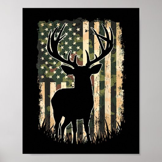 Camouflage US Flag Hirschjagd Jagdjäger Poster (Vorne)