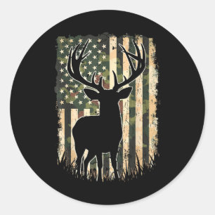 Camouflage US Flag Hirschjagd Jagdjäger Runder Aufkleber