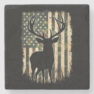 Camouflage US Flag Hirschjagd Jagdjäger Steinuntersetzer