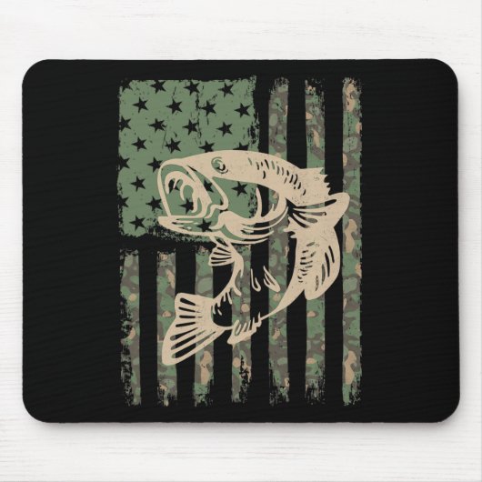 Camouflage US-Flagge Big Mouth B Fischen 1 Mousepad (Vorne)