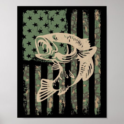 Camouflage US-Flagge Big Mouth B Fischen 1 Poster (Vorne)