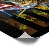 Camouflage US Flagge Big Mouth B Fischen Poster (Ecke)