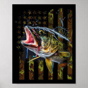 Camouflage US Flagge Big Mouth B Fischen Poster