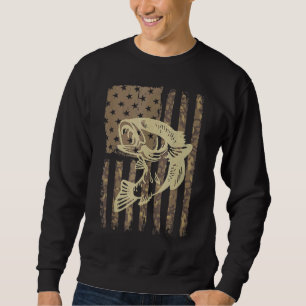 Camouflage US Flagge Big Mouth Bass Vintag Fischen Sweatshirt