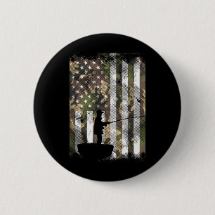 Camouflage US-Flagge Fischer Vintage Fischerei Pat Button