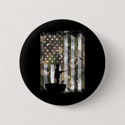Camouflage US-Flagge Fischer Vintage Fischerei Pat Button (Vorderseite)