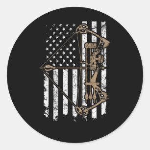 Camouflage Usa Flag Archery Compound Bow - Bow Hun Runder Aufkleber