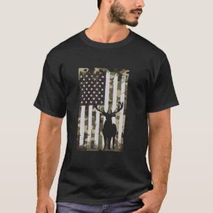 Camouflage USA Flag Deer Elk Buck Funny Camouflage T-Shirt