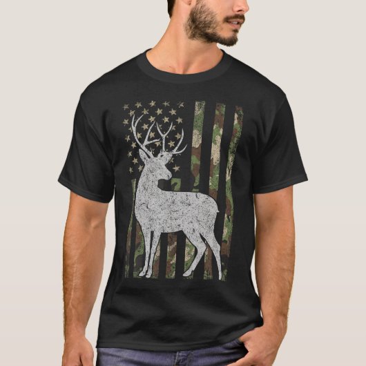 Camouflage Usa Flag Hirschelch Buck Camoflage Jagd T-Shirt (Vorderseite)