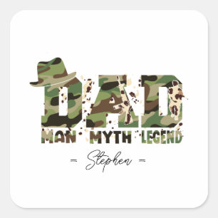 Camouflage "Vater - Mensch, Mythos, Legende" Quadratischer Aufkleber