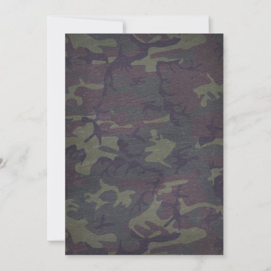 Camouflage-Vintage Tafel-Hochzeits-Einladungen Einladung (Rückseite)