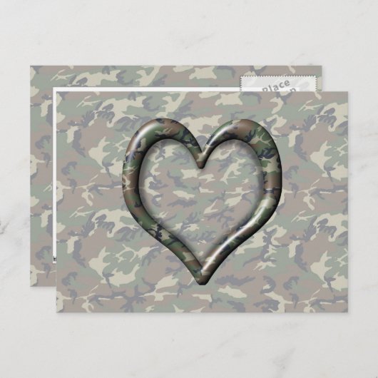 Camouflage Wald Waldherz auf Camouflage Postkarte (Vorne/Hinten)