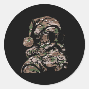 Camouflage Weihnachtsfeiertage Silhouette Multi Ca Runder Aufkleber