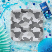 Camouflage | White Gray Camouflage Pappteller (Party)