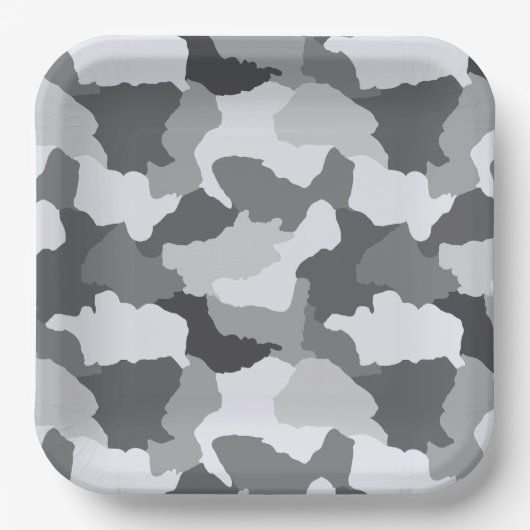 Camouflage | White Gray Camouflage Pappteller (Vorderseite)