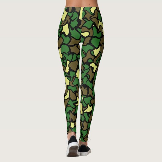 Camouflage Wobble Tile Pattern Leggings (Rückseite)