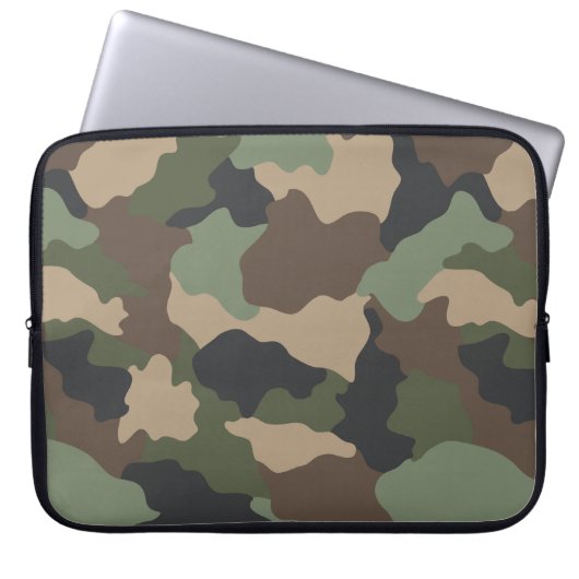 Camouflage Woodland Camouflage Khaki Tan Black Laptopschutzhülle (Vorderseite)